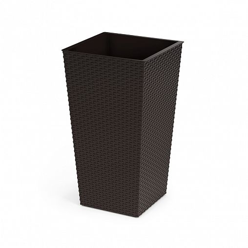 Кашпо напольное Альтернатива Ротанг, 32,5 x 32,5 x 61 см, со вставкой, мокко фото