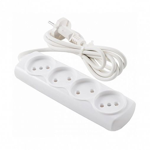Удлинитель Engy Премиум, ПВС 2 x 0,75 мм, 4 розетки, 1,7 м, белый фото