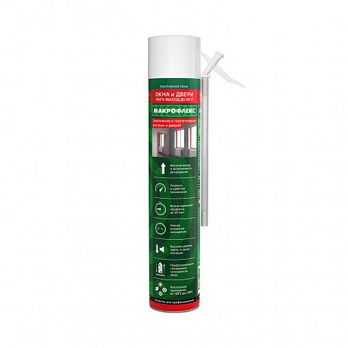 Бытовая монтажная пена с увеличенным выходом Макрофлекс Мега 65 Окна и двери СТД 3048182, всесезонная, 850 мл фото