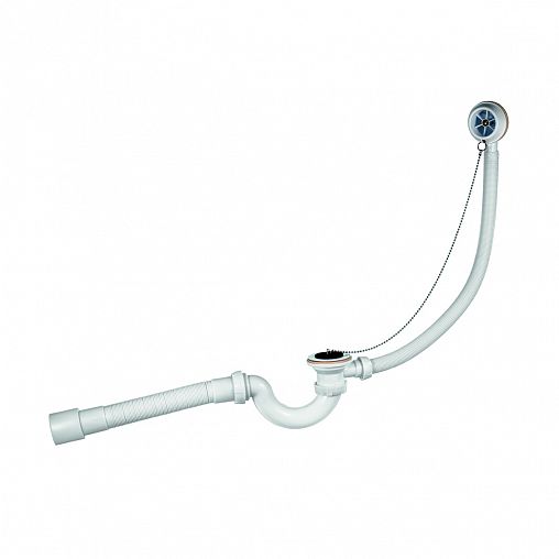 Сифон для ванн Wirquin, S-образный, с выпуском, 1 1/2" x 40 мм, с гофротрубой 500 мм, 40 x 40/50 мм фото