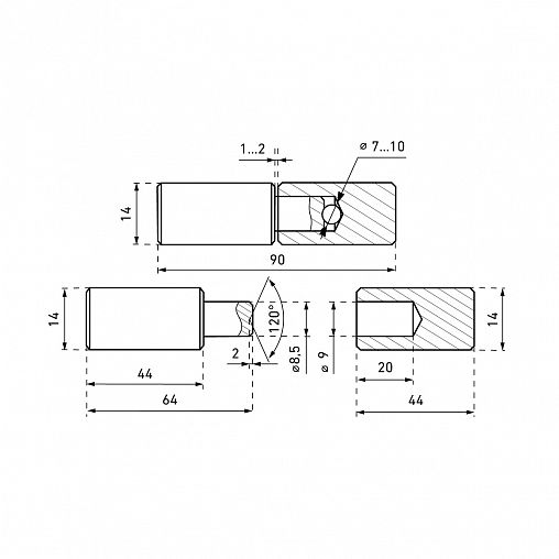 Петля гаражная с шаром Секрет ПГ-14, 14 x 90 мм фото