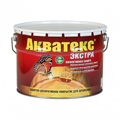 Защитно-декоративное покрытие для дерева Акватекс Экстра 90280, полуглянцевое, 9 л, сосна фото