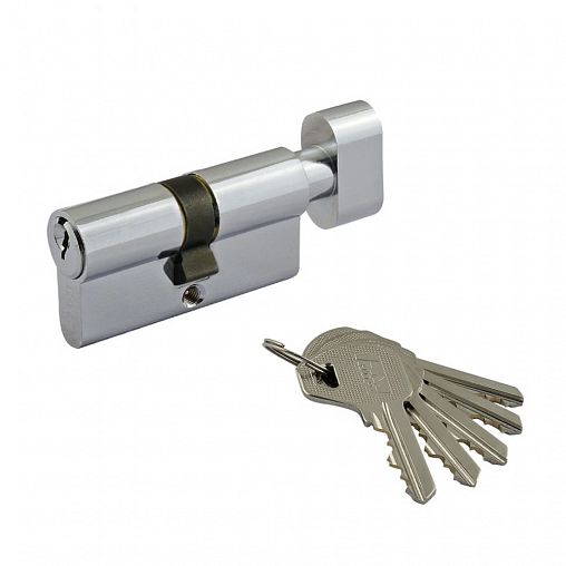 Цилиндровый механизм Нора-М ЛУВ-60 (30-30), ключ/вертушка, хром фото
