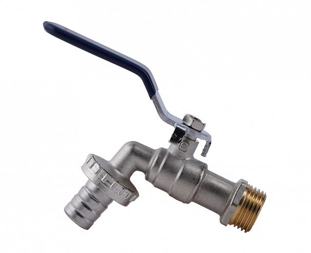 Кран шаровой никелированный с носиком под шланг 3/4" фото