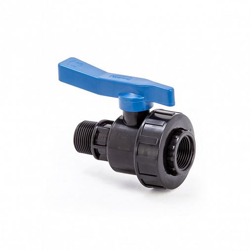 Кран шаровой компрессионный для ПНД труб Lammin, наружная/внутренняя резьба, 1" фото