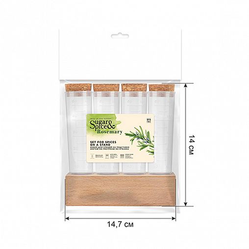 Набор для специй на подставке Sugar&Spice Rosemary, 4 емкости с крышками фото