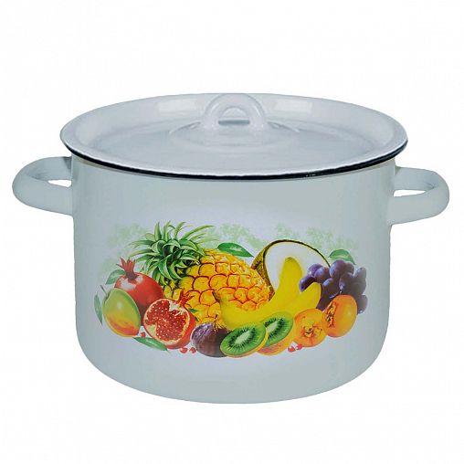 Кастрюля эмалированная СтальЭмаль с крышкой, 4,5 л, с декором фото