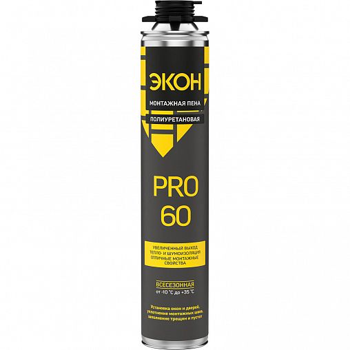 Профессиональная монтажная пена Экон 60 ПРО 3048171, всесезонная, 750 мл фото