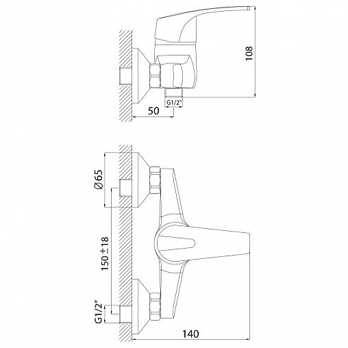 Смеситель для душа Rossinka D40-41, однорычажный, хром фото