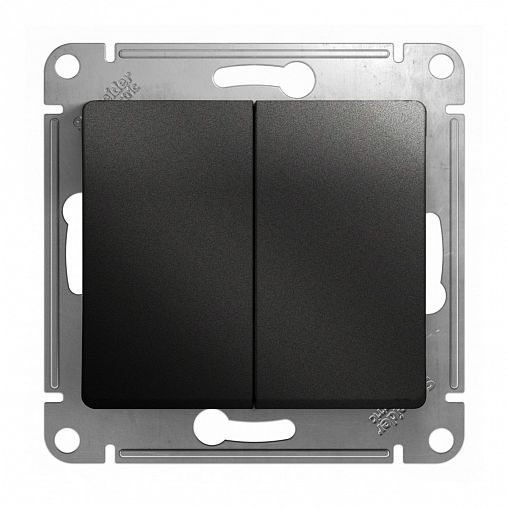 Переключатель 2-клавишный Systeme (Schneider) Electric Glossa, встраиваемый, антрацит фото