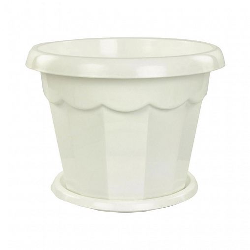 Горшок для цветов Альтернатива Гармония, с поддоном, 1,5 л, белый фото