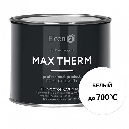 Эмаль термостойкая Elcon Max Therm, до +700 °С, 0,4 кг, белая фото