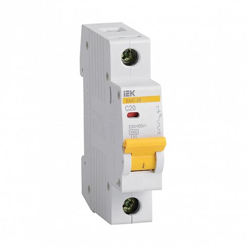 Выключатель автоматический IEK ВА47-29, 1Р, 20 А, 4,5 кА, тип С фото