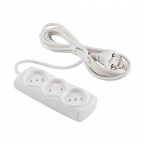 Удлинитель Engy Премиум, ПВС 2 x 0,75 мм, 3 розетки, 3 м, белый фото