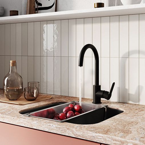 Смеситель для кухни IDDIS Cuba, с подключением к фильтру, черный матовый фото