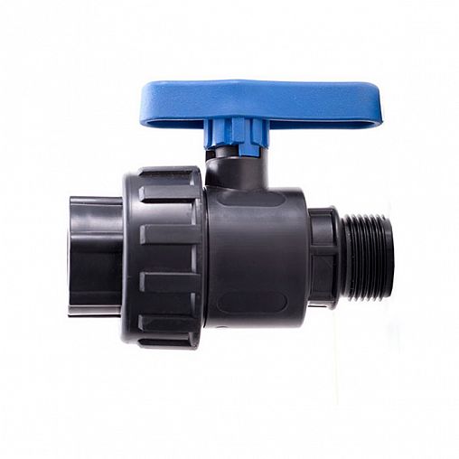 Кран шаровой компрессионный для ПНД труб Lammin, наружная/внутренняя резьба, 3/4" фото