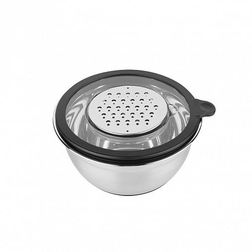 Миска из нержавеющей стали Mallony Amarena, крышка-терка, 3 насадки, 2,8 л фото