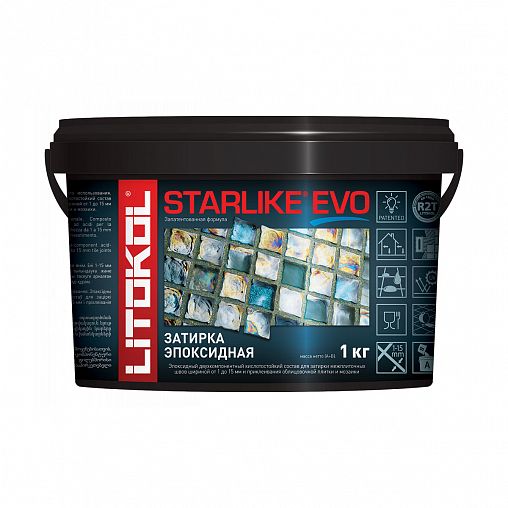 Затирка эпоксидная двухкомпонентная Litokol Starlike Evo S.140, Nero Grafite, 1 кг фото