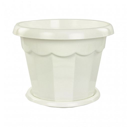 Горшок для цветов Альтернатива Гармония, с поддоном, 4 л, белый фото