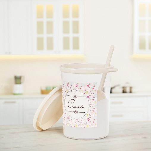 Банка для сыпучих продуктов Альтернатива Ассорти, с ложкой, 1 л, соль фото