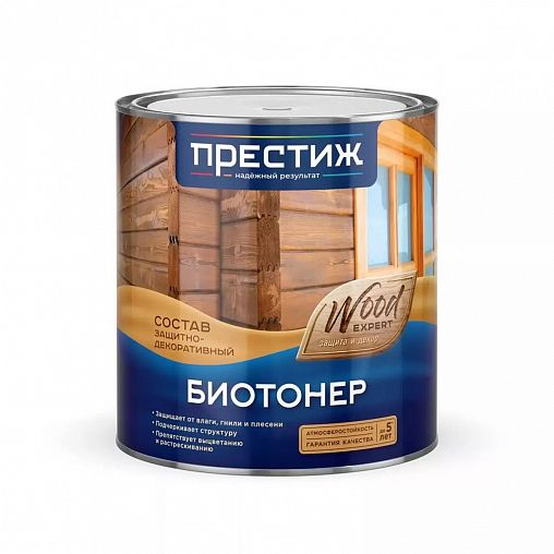 Защитно-декоративный состав Престиж Биотонер, 2,5 л, зимний мох фото