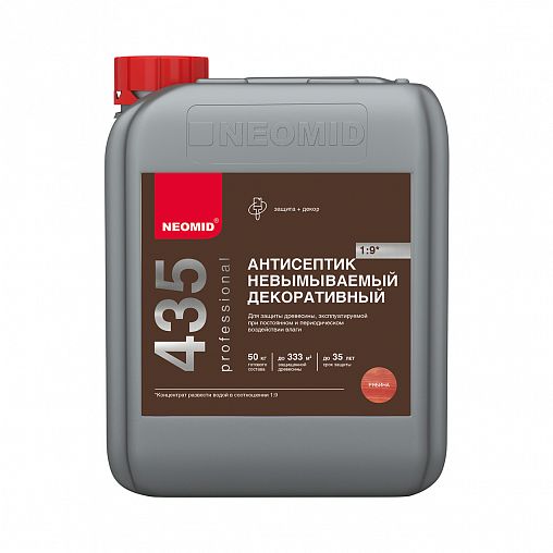 Антисептик невымываемый для дерева Neomid 435, декоративный концентрат, 5 кг, рябина фото
