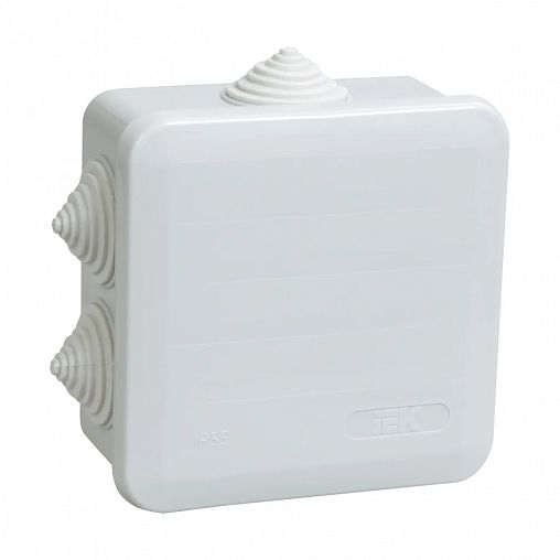 Коробка распаячная открытой установки IEK КМ41255, 100 x 100 x 50 мм, IP44, светло-серая фото