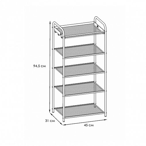 Подставка для обуви ЗМИ Верона 15, 5-ти полочная, 30 x 45 x 95 см, черная фото