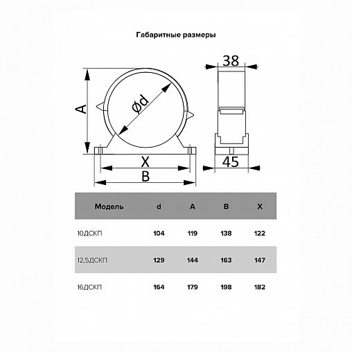 Держатель круглых воздуховодов Era 16ДСКП, пластиковый, с уплотнителем, D 160 мм фото