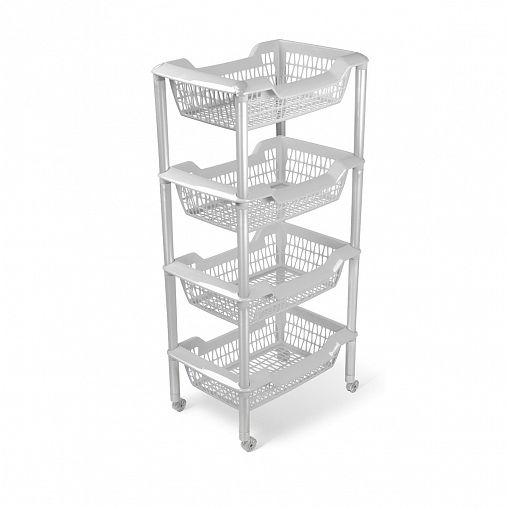 Этажерка на колесах Martika Джета, 4 корзины, 440 x 304 x 896 мм, светло-серая фото