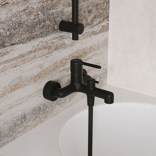 Смеситель для ванны IDDIS Aiger, черный матовый фото