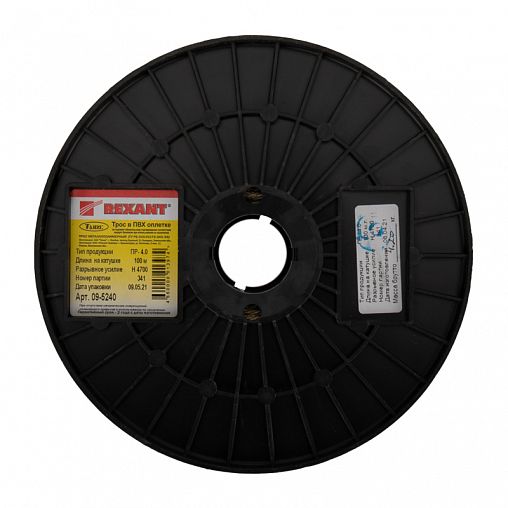 Трос стальной в ПВХ оплетке Rexant, D 4 мм, 100 м, прозрачный фото