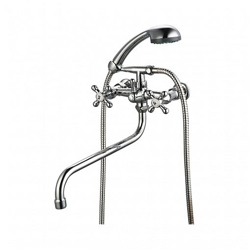 Смеситель для ванны с душем Профсан ПСМ-156-К/80, с длинным изливом, двухвентильный, хром фото