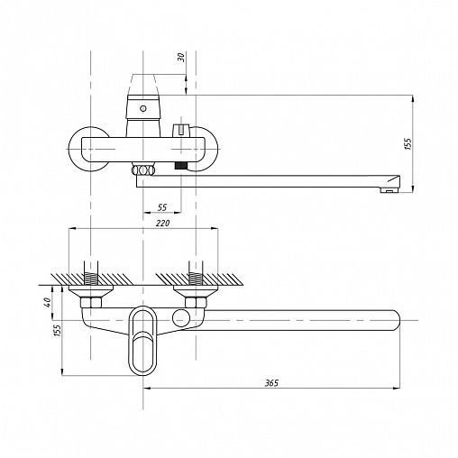 Смеситель для ванны с душем Tsarsberg TSB-942-1207, с длинным изливом, однорычажный, хром фото
