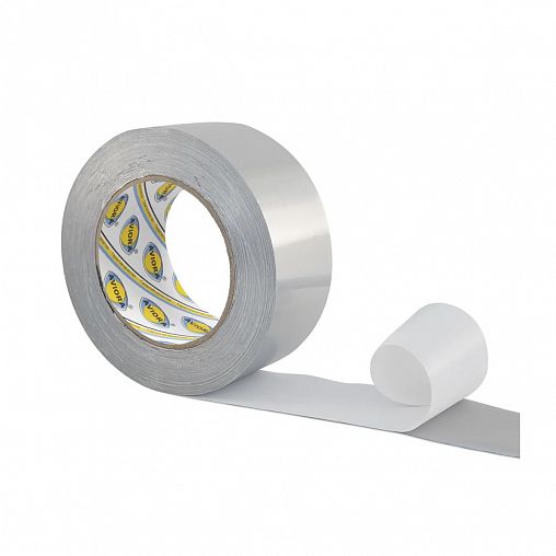 Лента клейкая алюминиевая Aviora, 50 мм x 50 м, хром фото