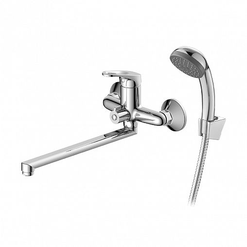 Смеситель для ванны с душем Decoroom DR21043, с длинным изливом, однорычажный, хром фото