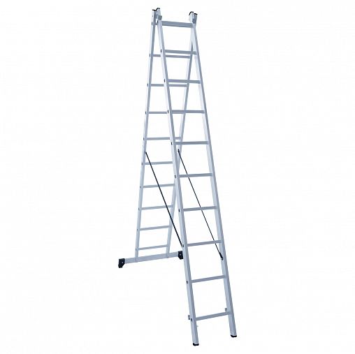 Лестница-стремянка двухсекционная Новая высота NV 1220, алюминиевая, 2 x 10 ступеней, 2,66 - 4,49 м фото