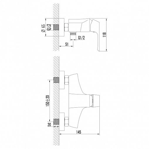 Смеситель для душа Lemark Unit LM4503C, однорычажный, хром фото