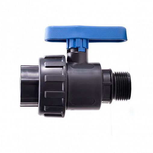 Кран шаровой компрессионный для ПНД труб Lammin, наружная/внутренняя резьба, 1/2" фото