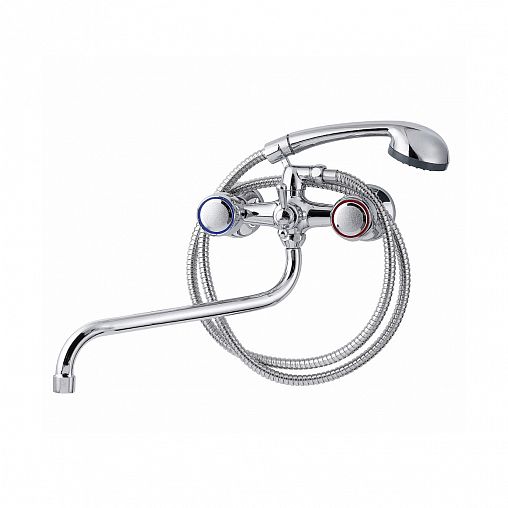 Смеситель для ванны с душем Tsarsberg TSB-111-34, с длинным изливом, двухвентильный, хром фото