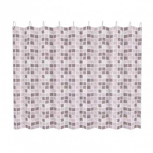 Штора для ванной Fashun, 180 x 180 см, полиэтилен, коричнево-бежевая плитка фото