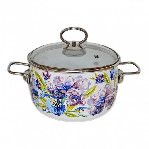 Кастрюля эмалированная Vitross Iris с крышкой, 4 л фото