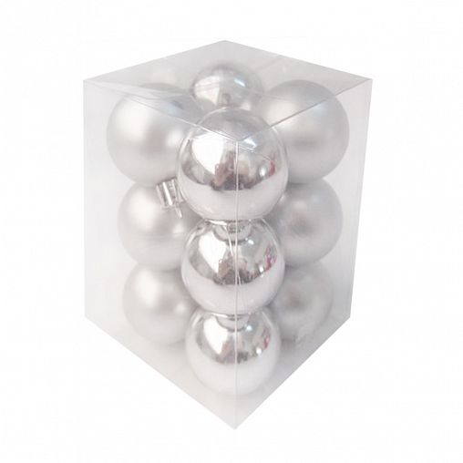 Набор елочных шаров, d 6 см, 12 шт, серебро фото