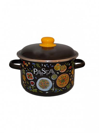 Кастрюля эмалированная СтальЭмаль Pasta с крышкой, 4 л, черная фото