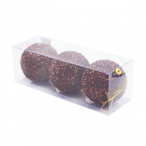 Набор елочных шаров, с блестками, d 8 см, 3 шт, коричневый фото