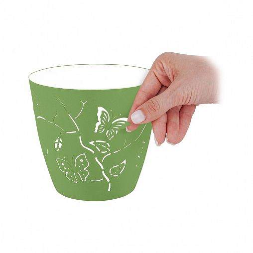 Горшок для цветов Plast Team Butterflies, 1,4 л, зеленое яблоко фото