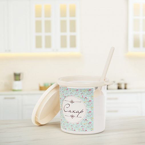 Банка для сыпучих продуктов Альтернатива Ассорти, с ложкой, 0,7 л, сахар фото