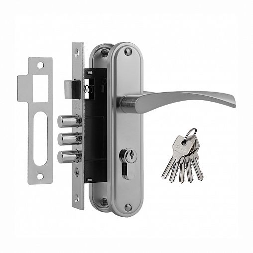 Замок врезной Нора-М 700А-61,5 мм, 5 ключей, хром фото