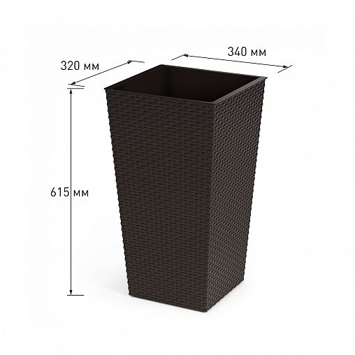 Кашпо напольное Альтернатива Ротанг, 32,5 x 32,5 x 61 см, со вставкой, мокко фото