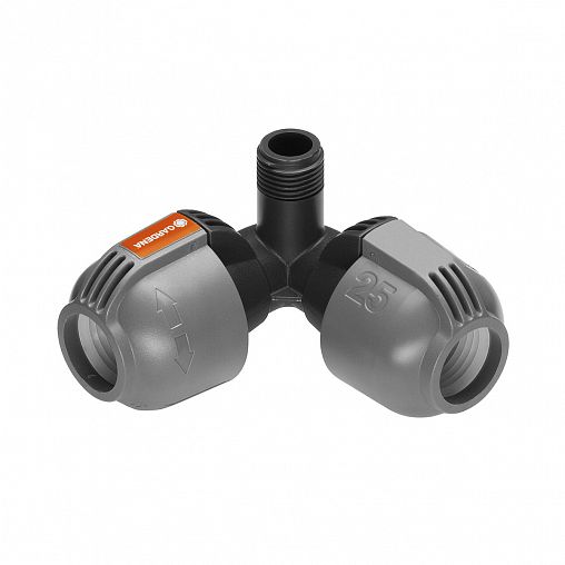 Соединитель L-образный Gardena, изменение направления подачи, 1/2", наружная резьба, 25 мм фото